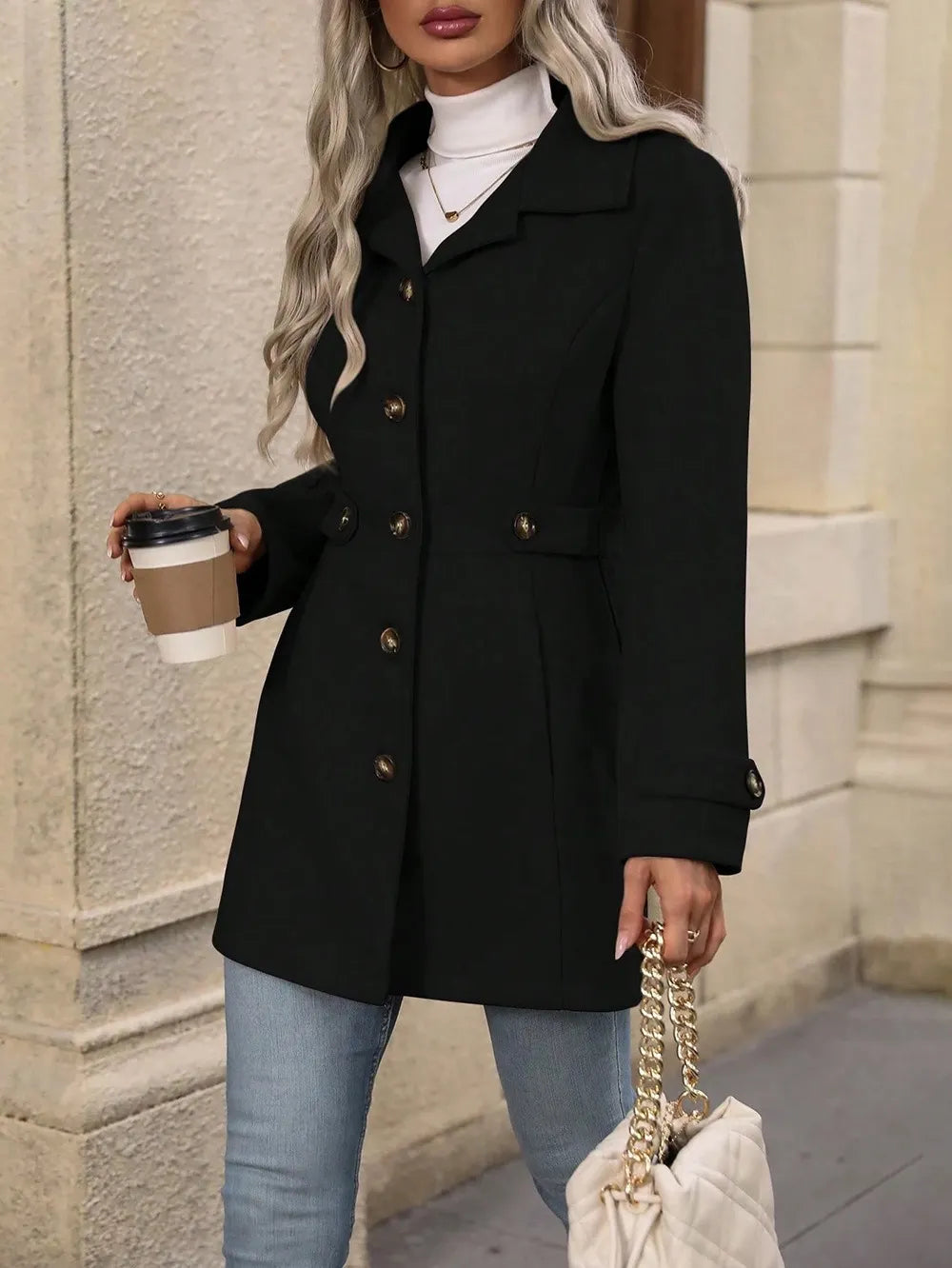 Damen Wintermantel, elegant geschnitten mit Gürtel (20)