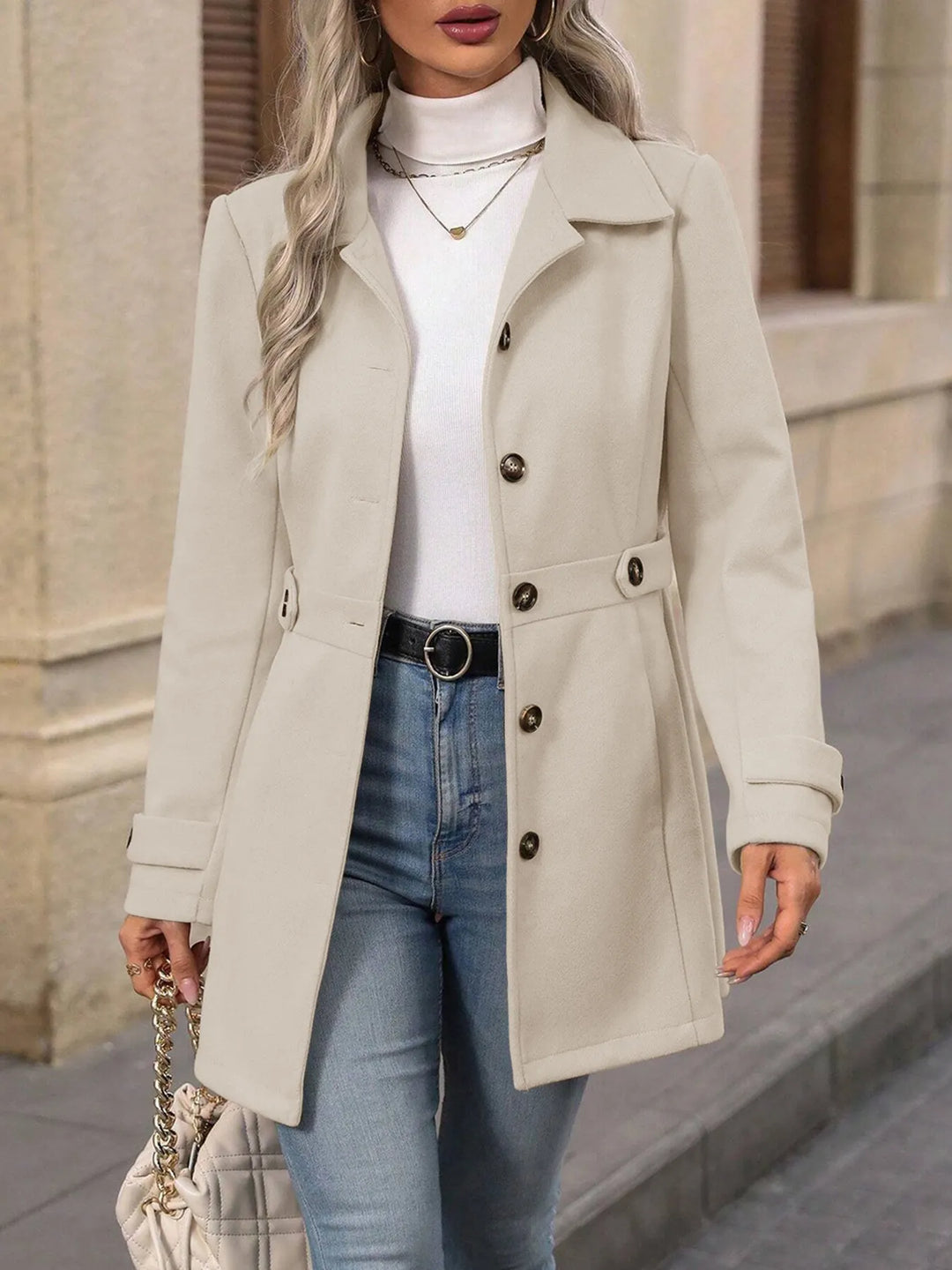 Damen Wintermantel, elegant geschnitten mit Gürtel (3)