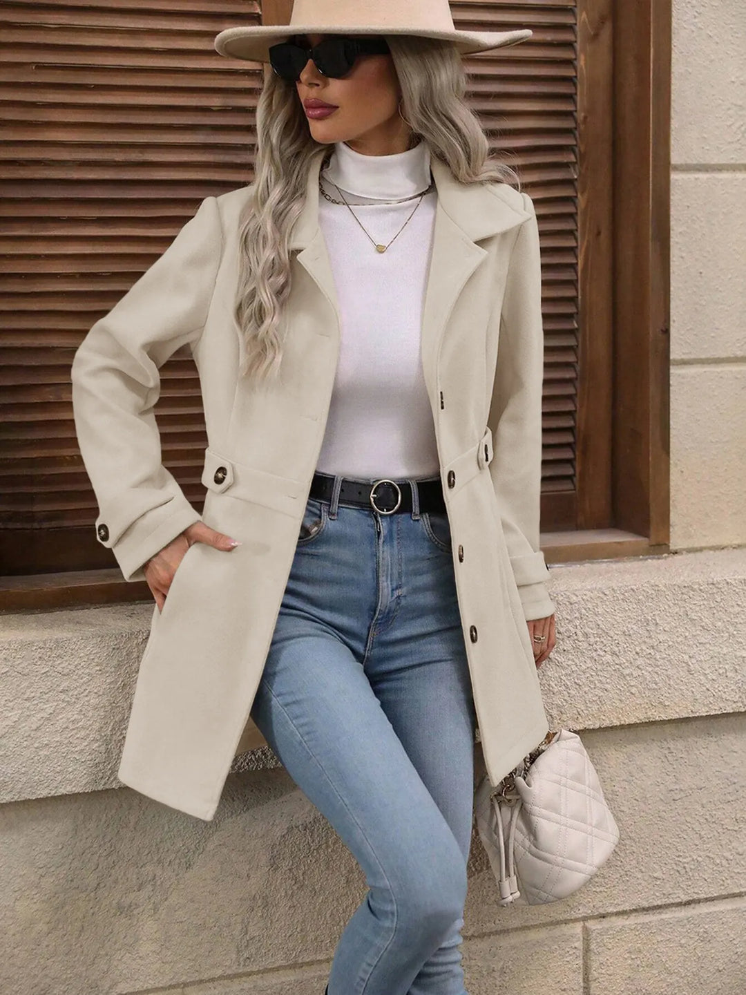 Damen Wintermantel, elegant geschnitten mit Gürtel (6)