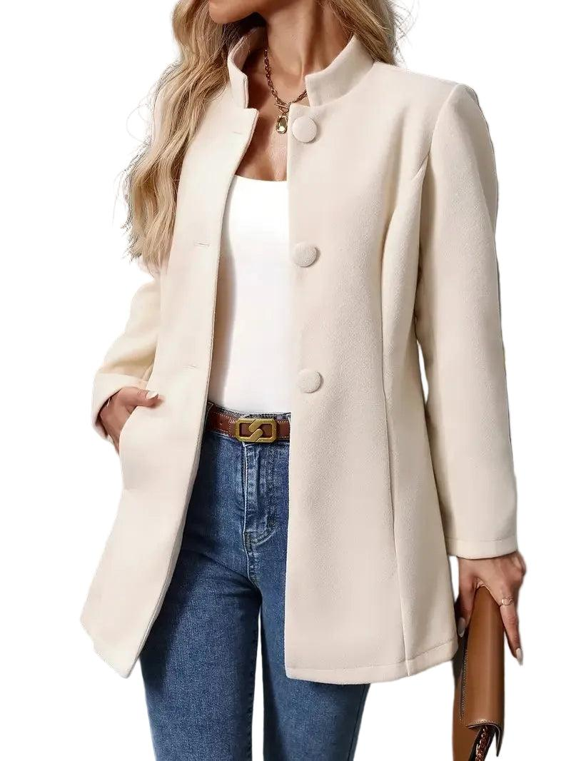Damen Wintermantel im eleganten Klassikstil in Creme
