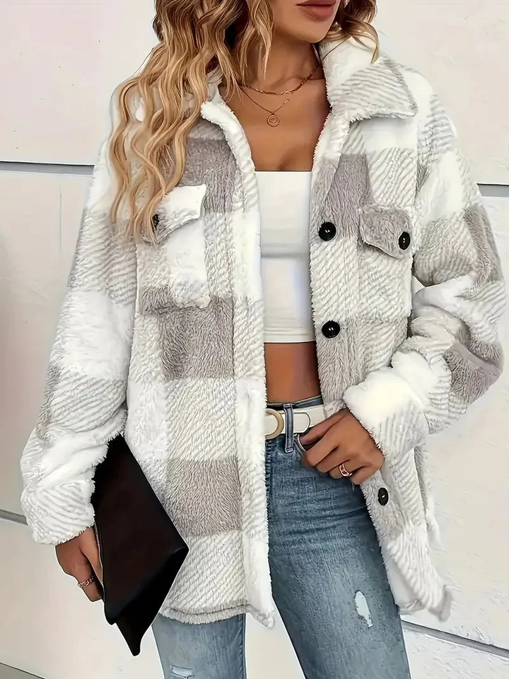 Damen Wintermantel im eleganten Longline-Stil in Grau
