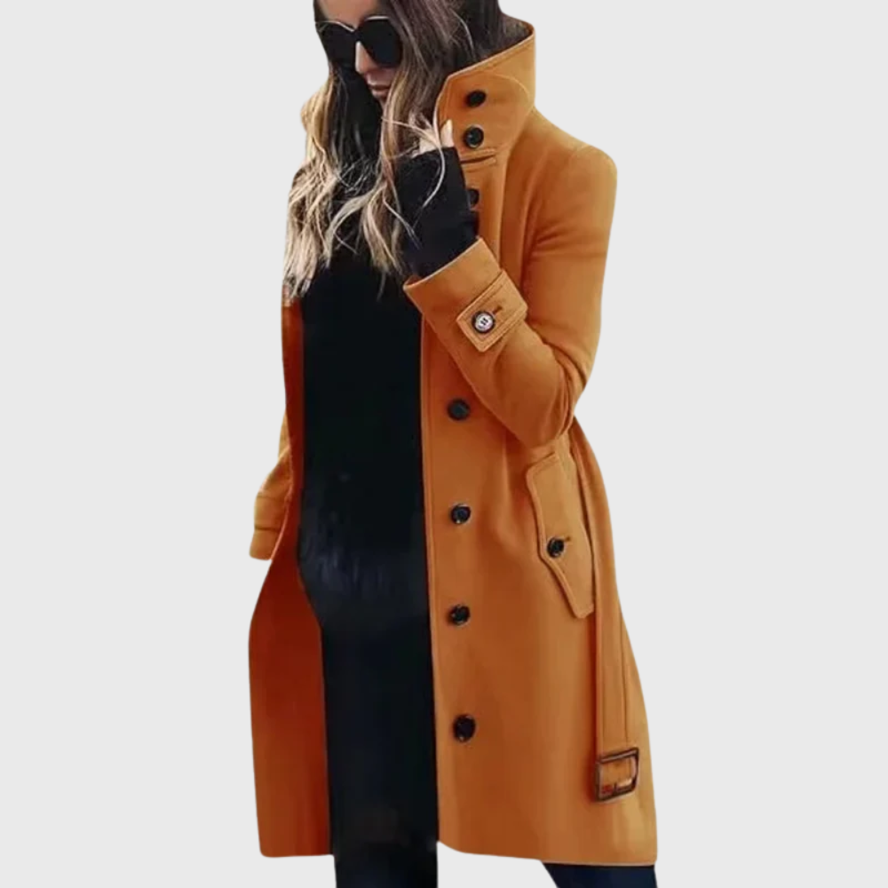 Damen Wintermantel im klassischen Longline-Schnitt in Orange