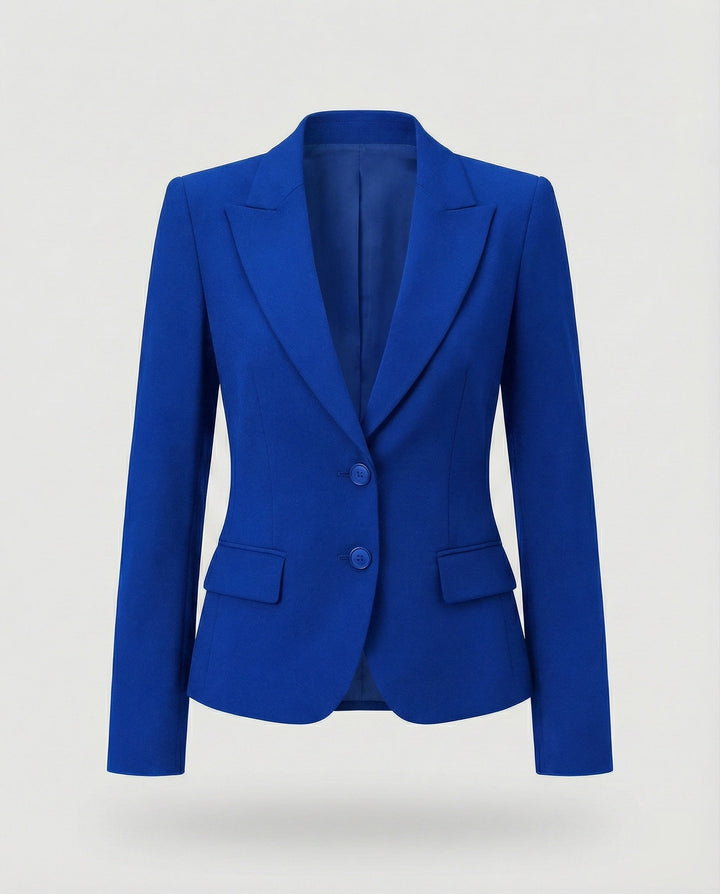 Damen Wintermantel im Peplum-Business-Stil in Blau