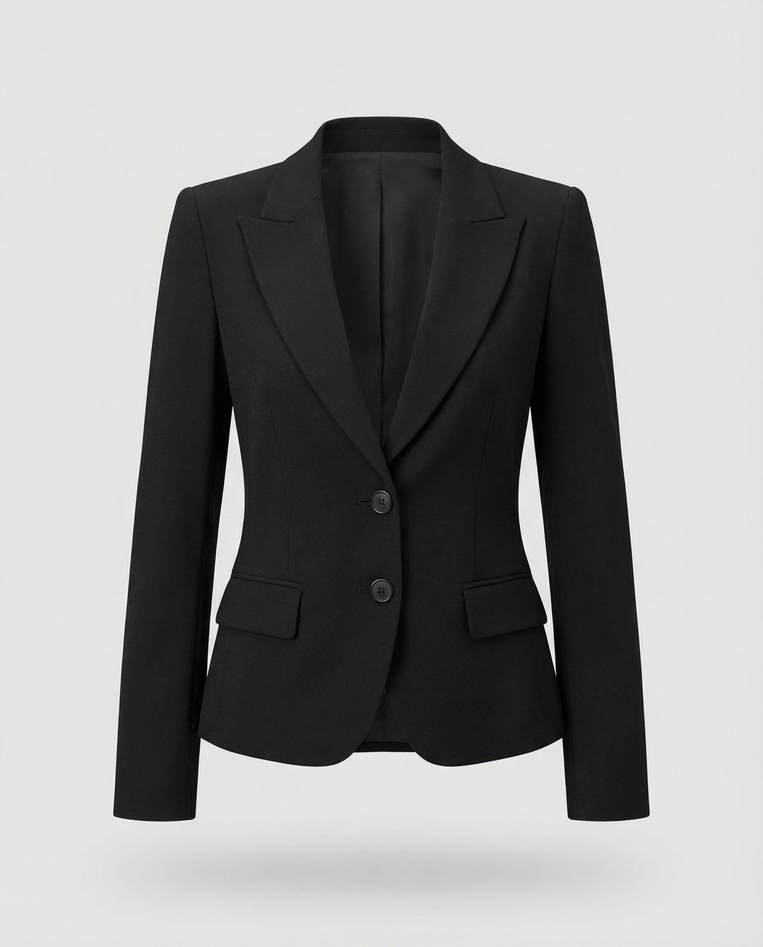 Damen Wintermantel im Peplum-Business-Stil in Schwarz