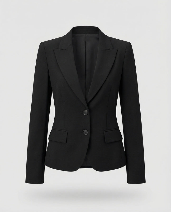 Damen Wintermantel im Peplum-Business-Stil in Schwarz