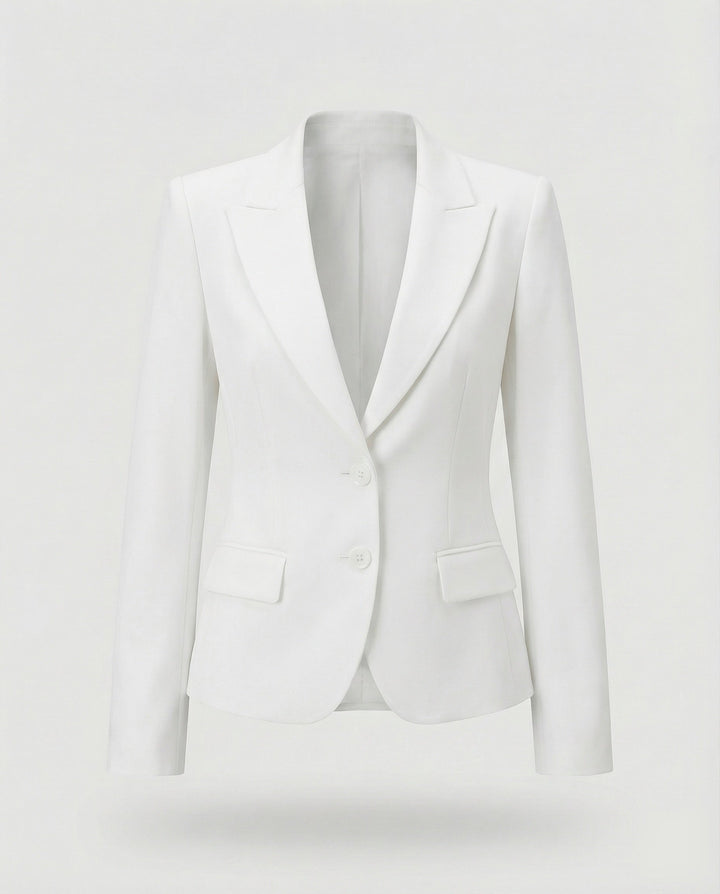 Damen Wintermantel im Peplum-Business-Stil in Weiß