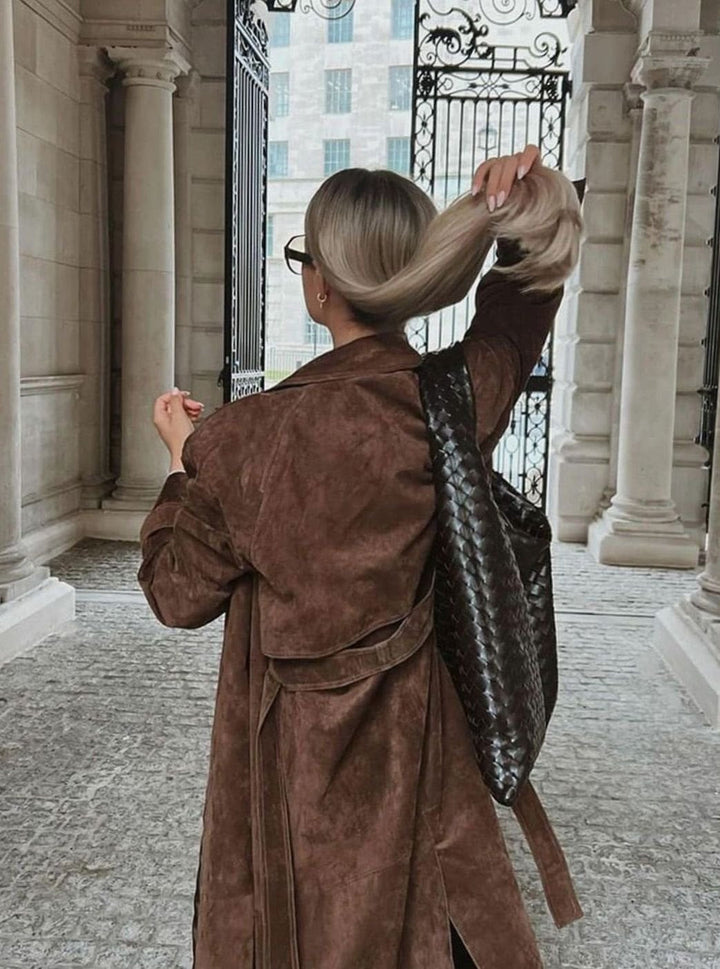 Damen Wintermantel im Trenchcoat-Stil aus Wildleder (4)