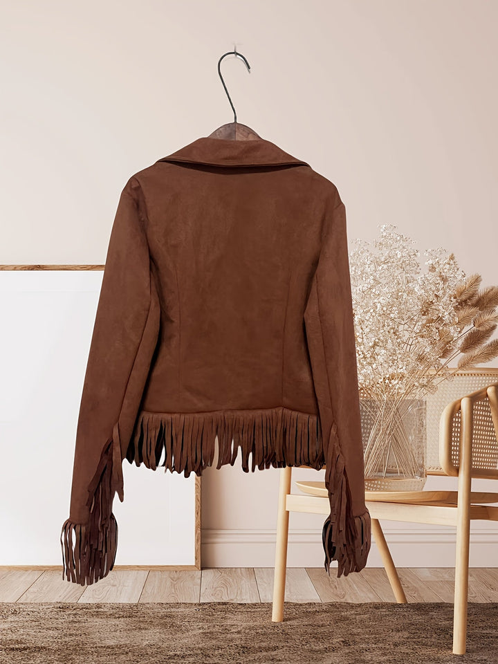 Damen Wintermantel im Western-Stil mit Fransen (2)