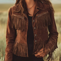 Carla | Damen Wintermantel im Western-Stil mit Fransen