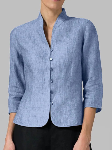 Damen Wintermantel Leinenblazer für elegante Outfits in Blau