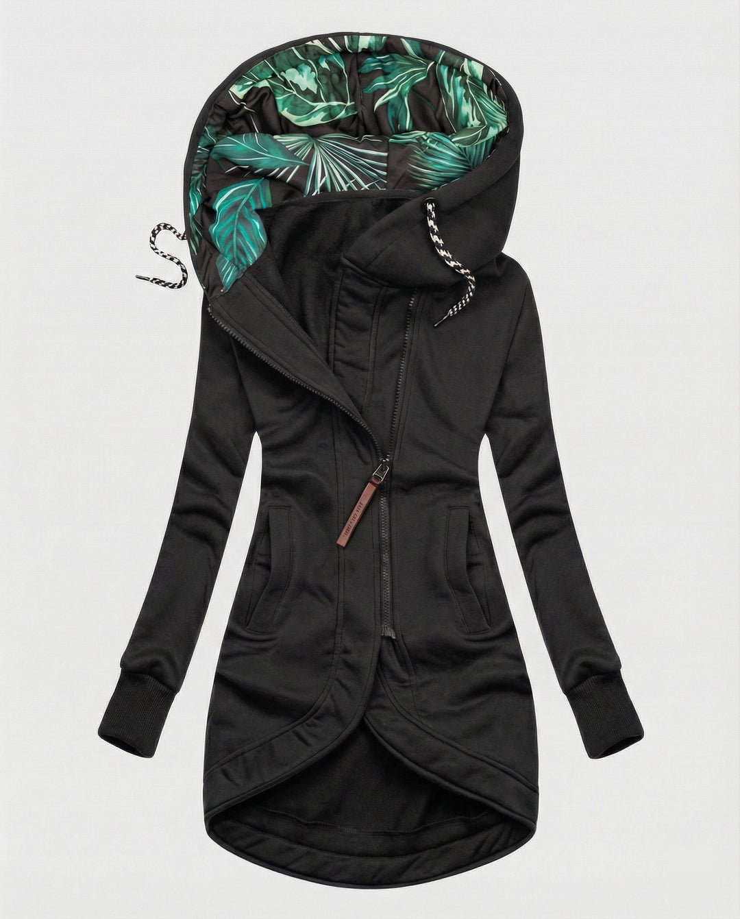 Damen Wintermantel mit Kapuze, warm und elegant in Schwarz