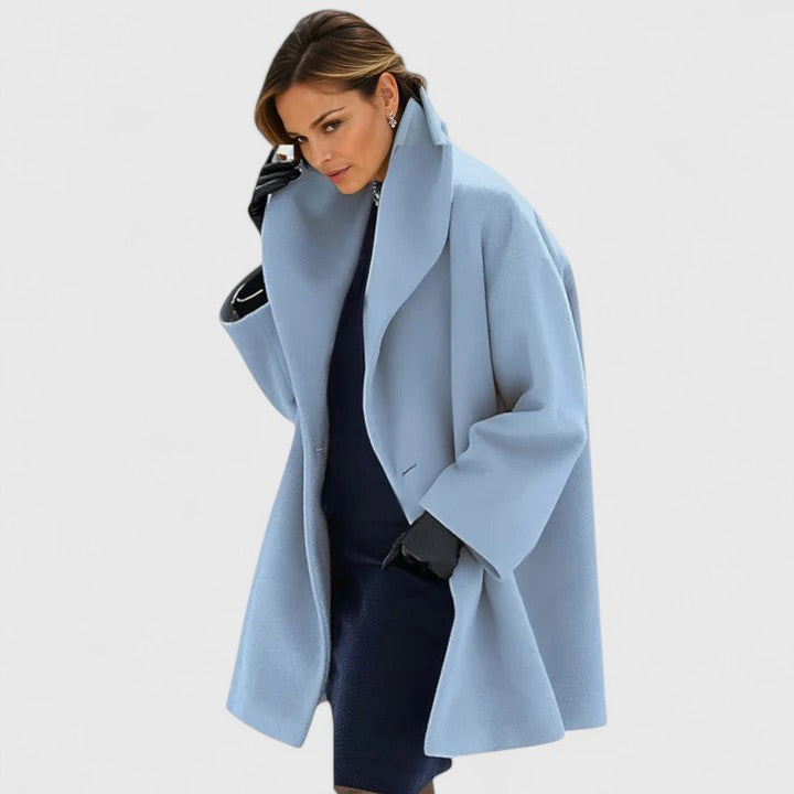 Damen Wintermantel mit klassischem elegantem Design in Blau