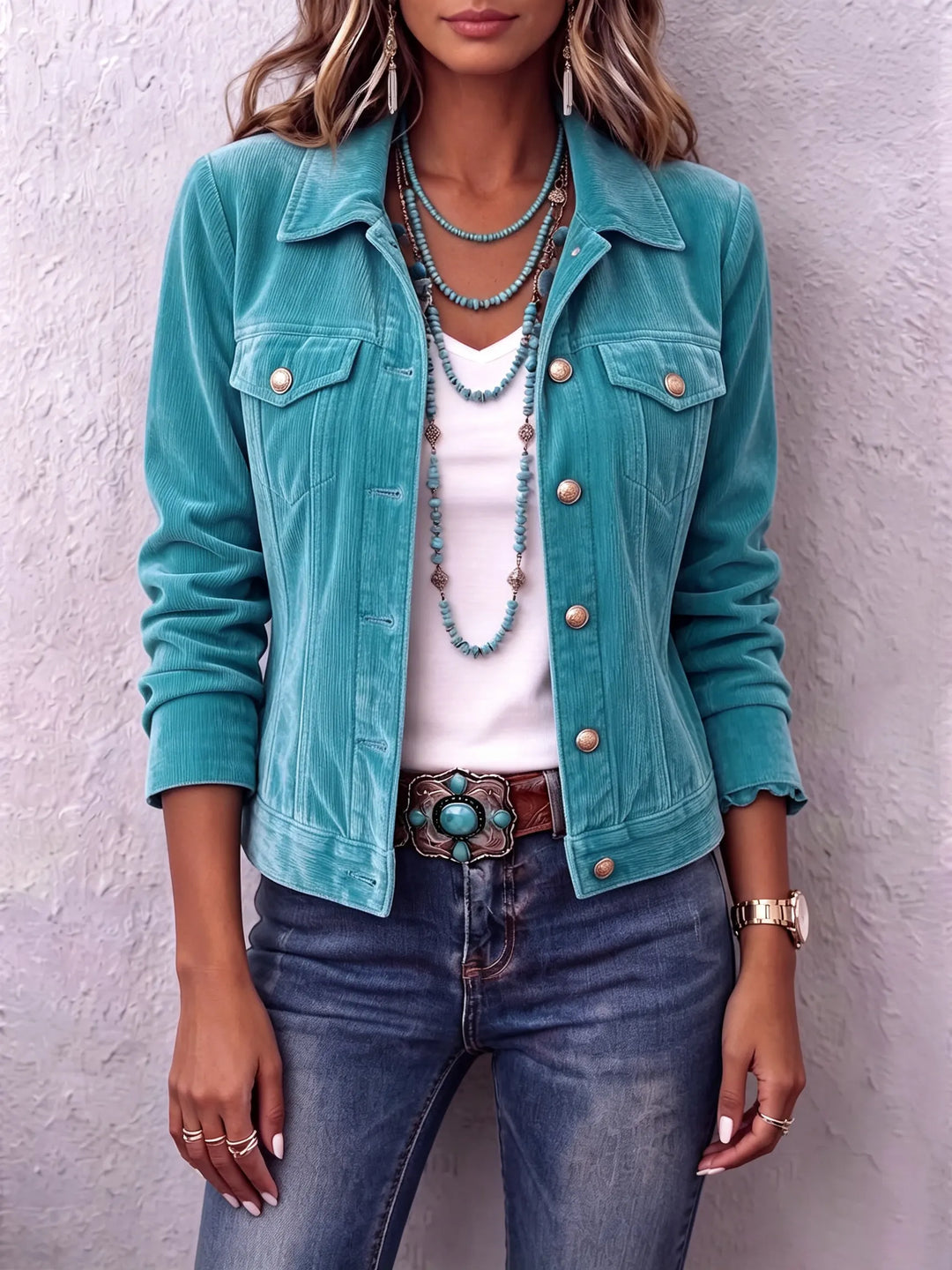 Damen Wintermantel mit Knöpfen Vintage-Look (7)
