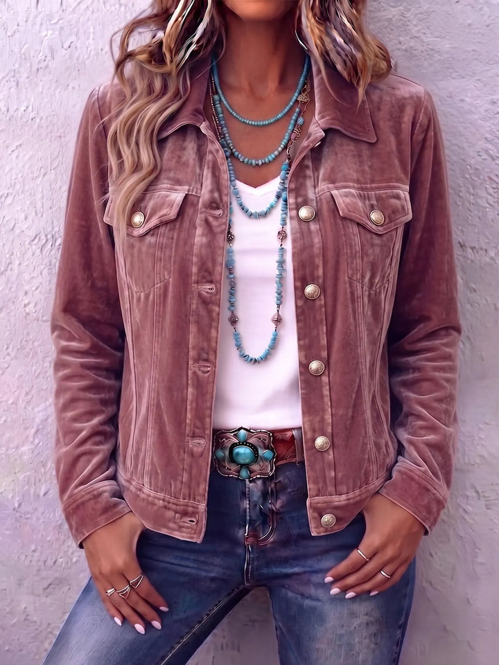 Damen Wintermantel mit Knöpfen Vintage-Look in Rosa