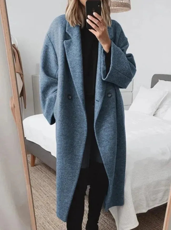Damen Wintermantel Oversize im Übergangsstil für Herbst in Marineblau