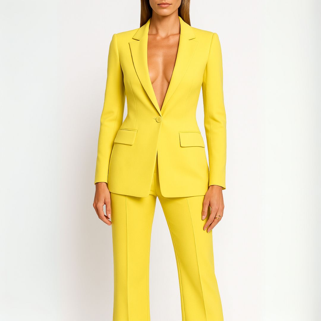 Damen Wintermantel Set im Trenchcoat-Stil in Gelb