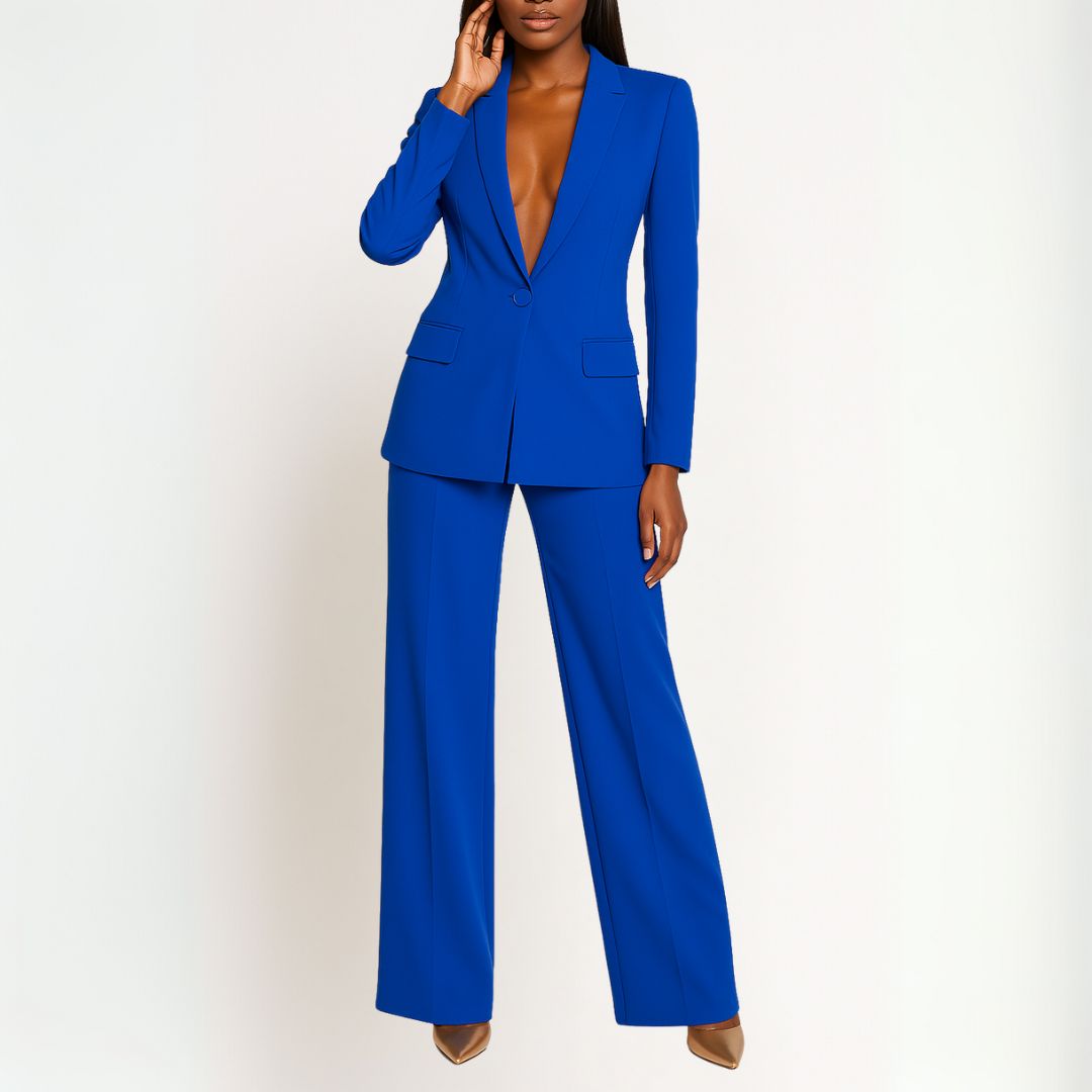 Damen Wintermantel Set im Trenchcoat-Stil in Royal blue
