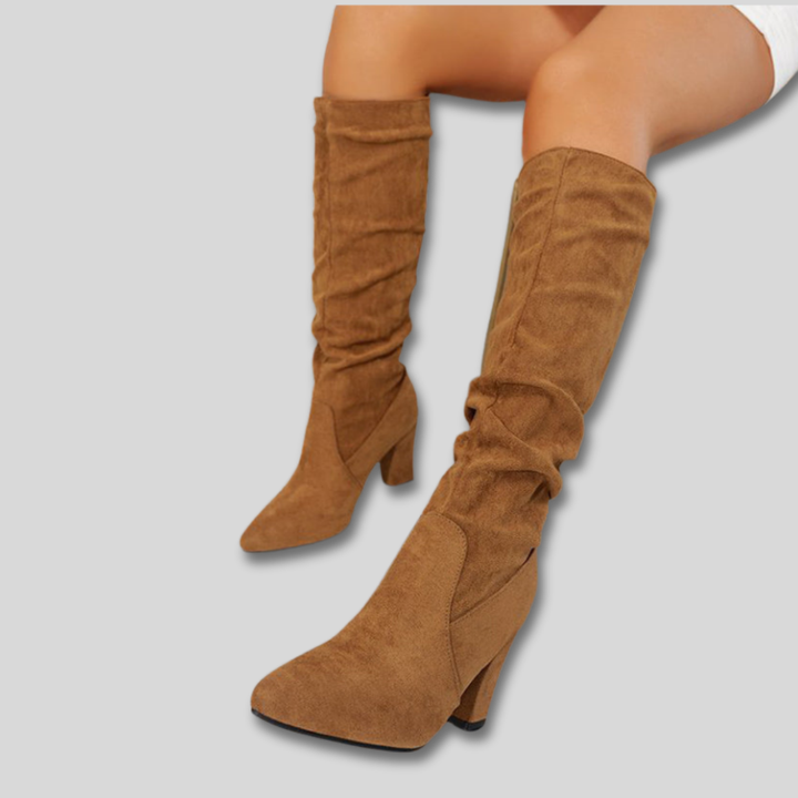 Damen Winterstiefel aus Wildleder mit Blockabsatz (3)