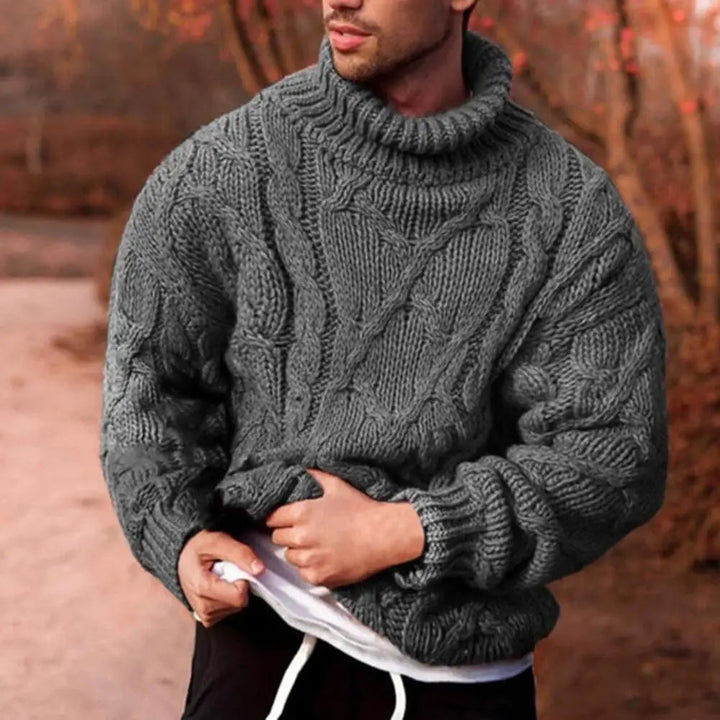 Dicker Herren Pullover mit Rollkragen für Herbst in Grau
