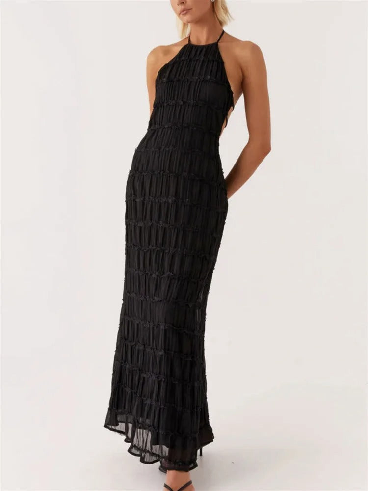 Elegancka Maxi Sukienka Halter z en Negro