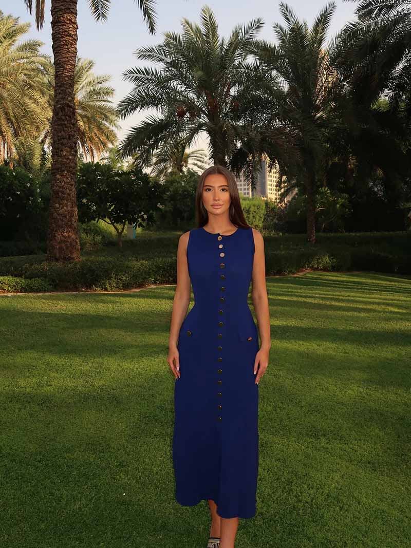 Elegancka sukienka maxi do ziemi en Azul marino