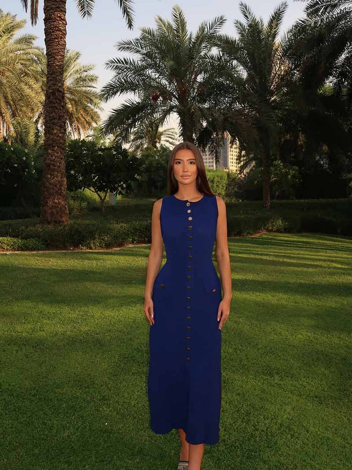 Elegancka sukienka maxi do ziemi en Azul marino