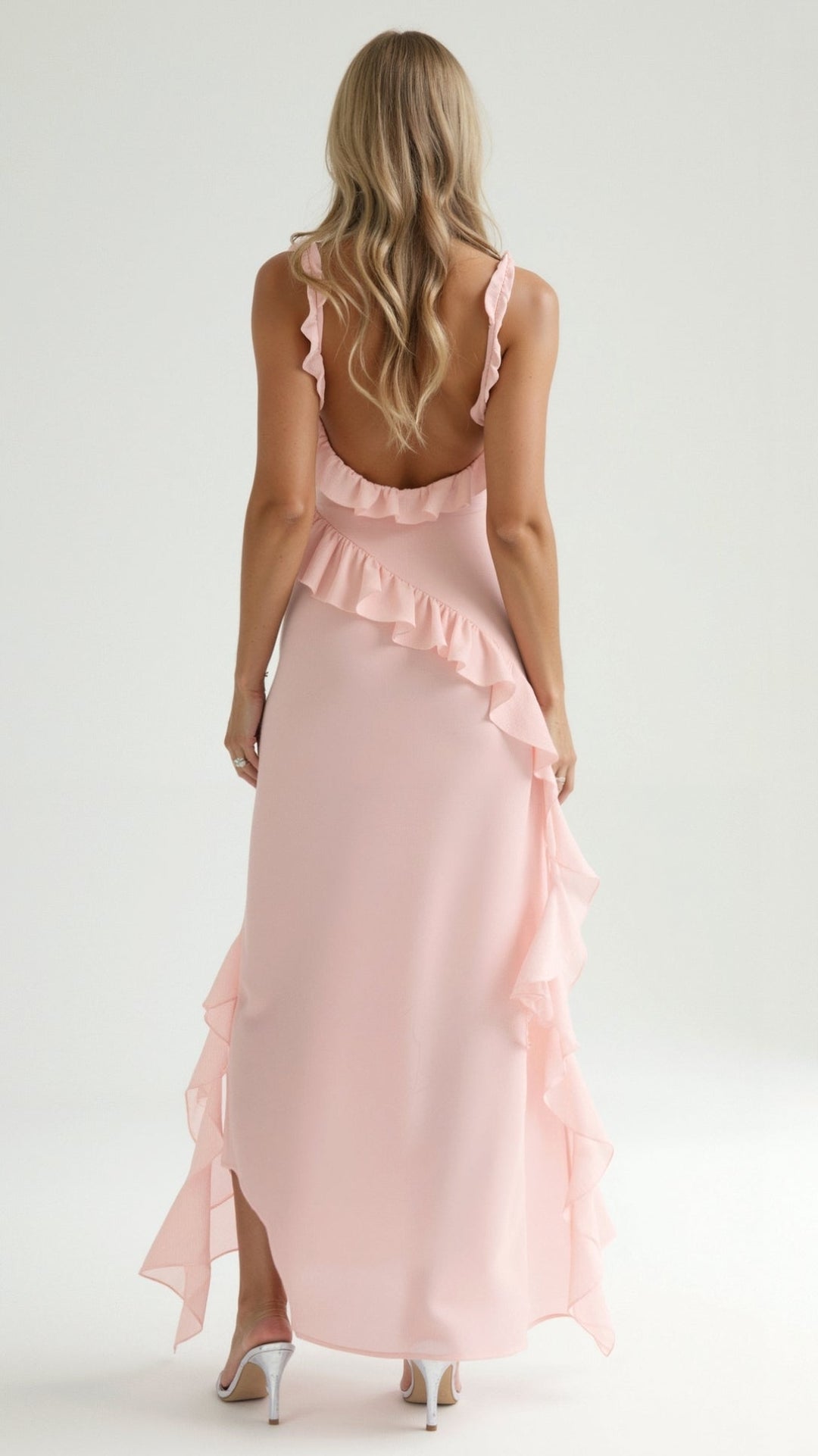 Elegancka Sukienka Maxi z Falbankami (16)