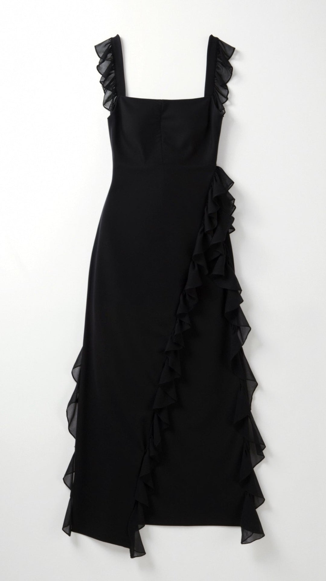 Elegancka Sukienka Maxi z Falbankami en Negro 2