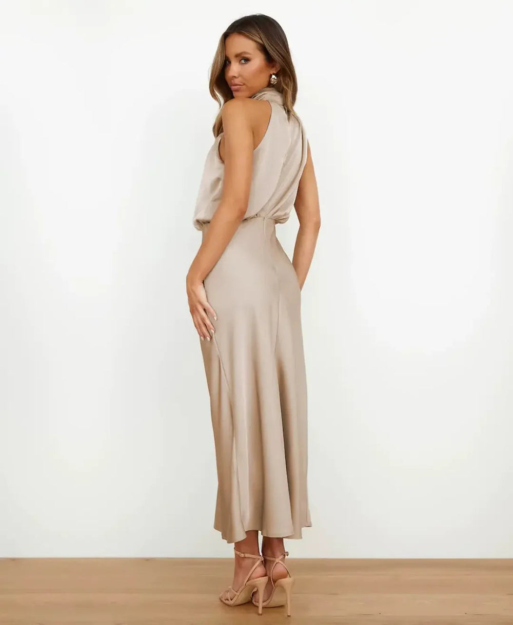 Elegant Midi Dress weddingguest dress (2)