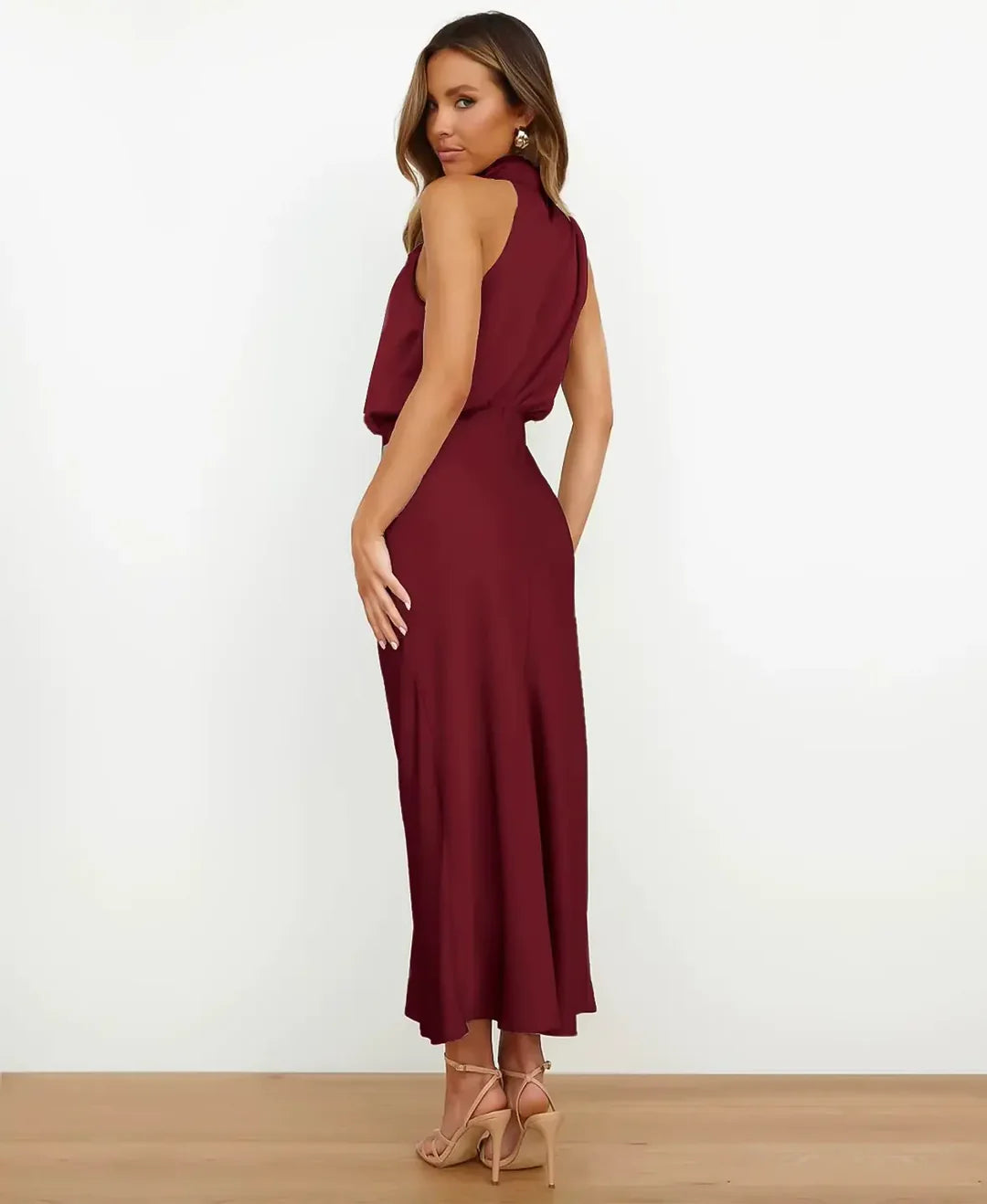 Elegant Midi Dress weddingguest dress (4)
