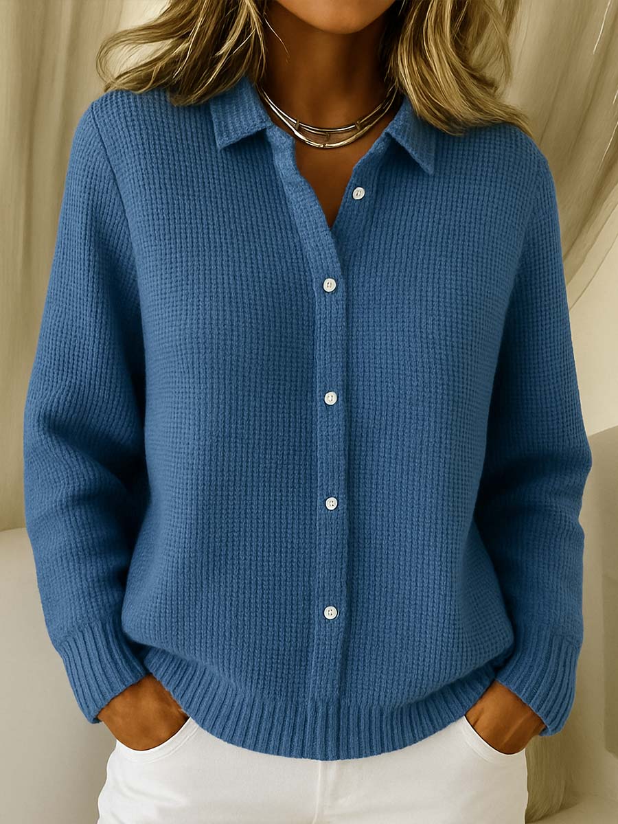 Elegante Cardigan Casual Versátil en Azul oscuro