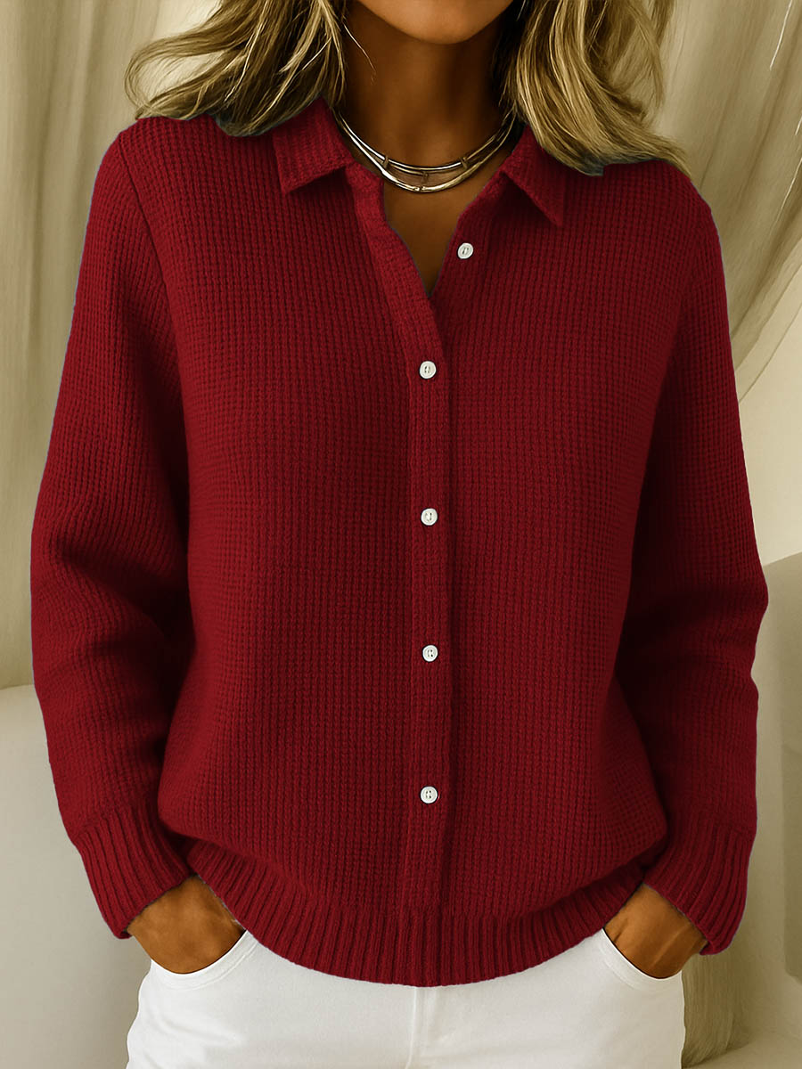 Elegante Cardigan Casual Versátil en Rojo