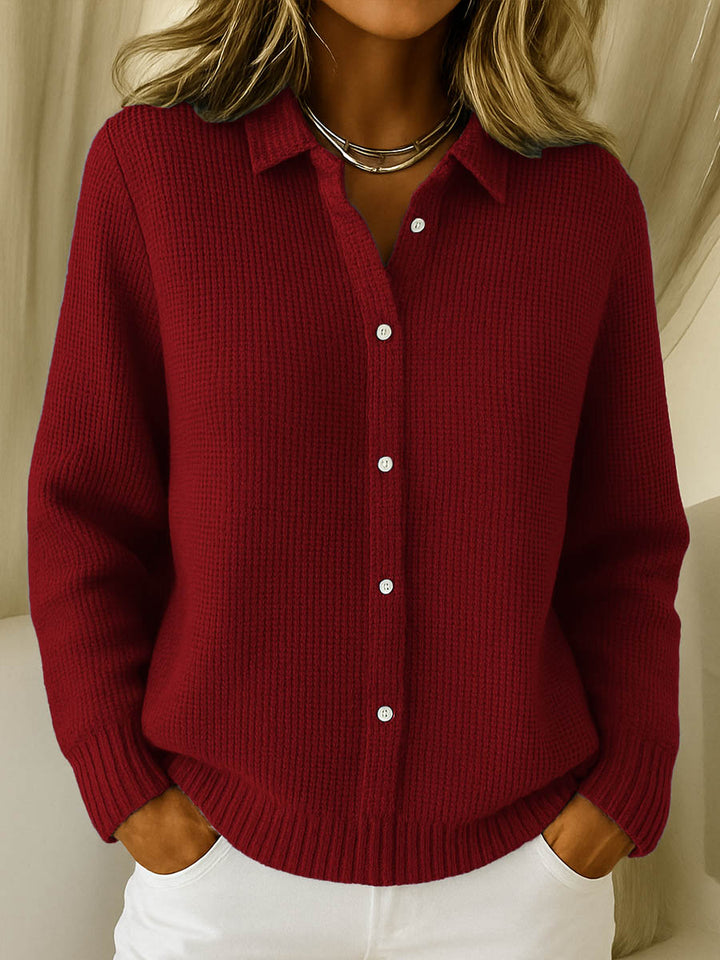 Elegante Cardigan Casual Versátil en Rojo