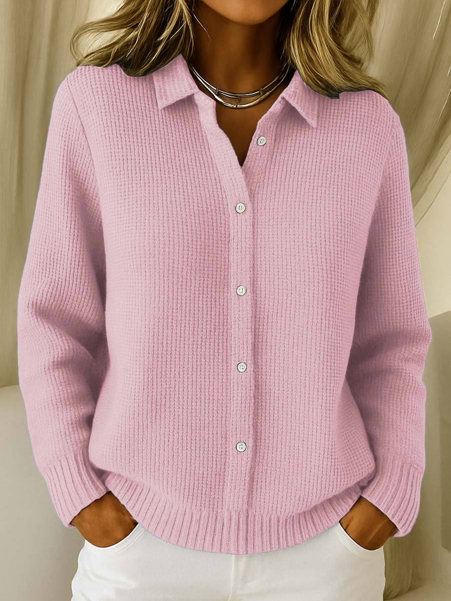 Elegante Cardigan Casual Versátil en Rosa