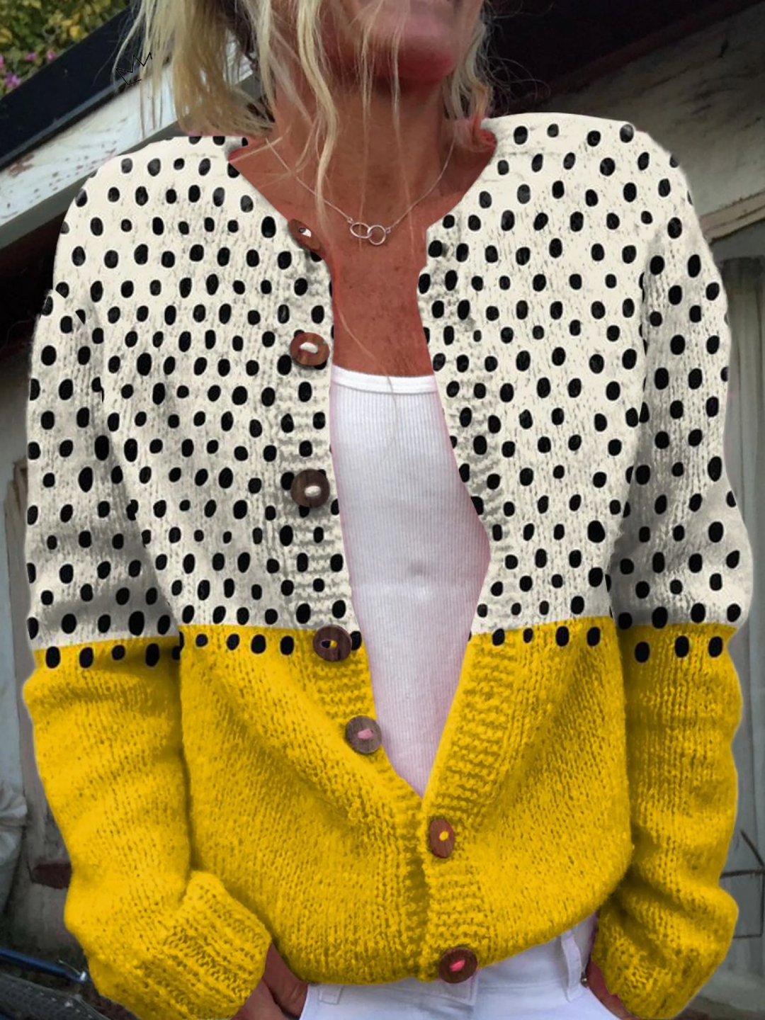 Elegante Cardigan Estampado para Capas en Multicolor