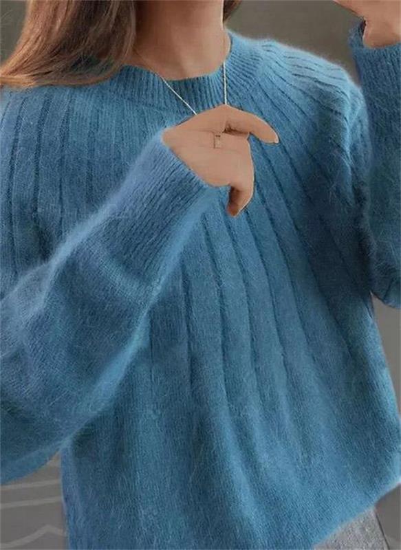 Elegante Damen Kaschmir-Strickjacke für den Herbst in Blau