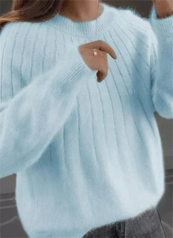 Elegante Damen Kaschmir-Strickjacke für den Herbst in Hellblau
