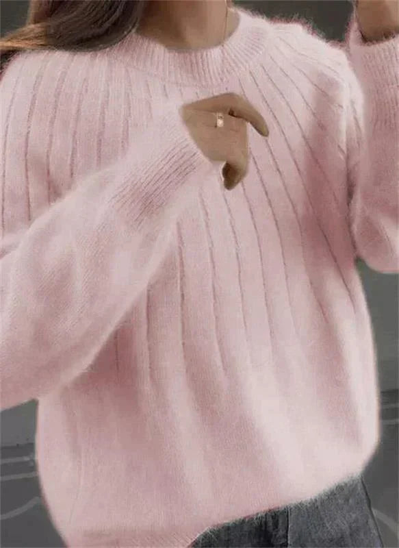 Elegante Damen Kaschmir-Strickjacke für den Herbst in Hellrosa