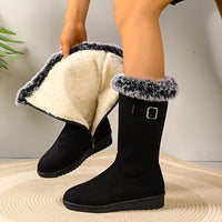 Carla | Elegante Damen Lederstiefel mit Fellbesatz für Winter
