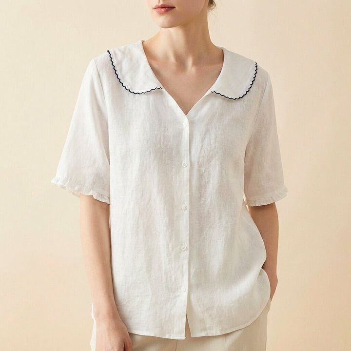 Elegante Damen Seidenbluse für den Sommer in Cloud White
