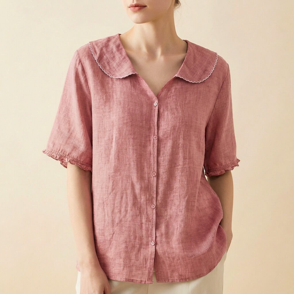 Elegante Damen Seidenbluse für den Sommer in Rosa