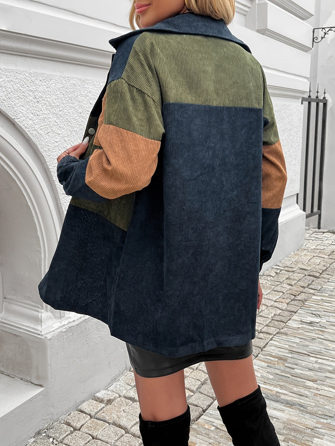 Elegante Damen Seidenbluse im Farbblock-Stil zum Schichten (4)