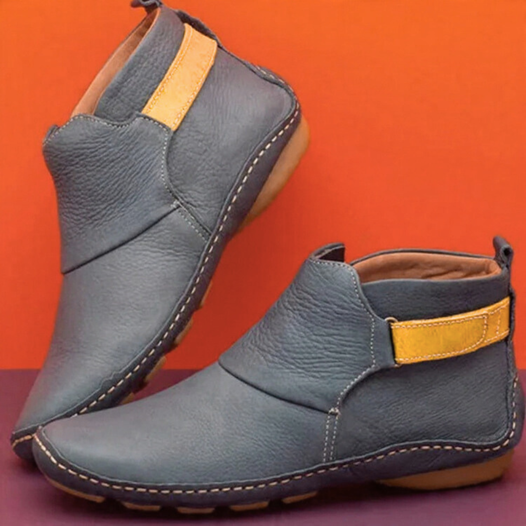 Elegante Damen Stiefeletten im Vintage-Stil in Grau