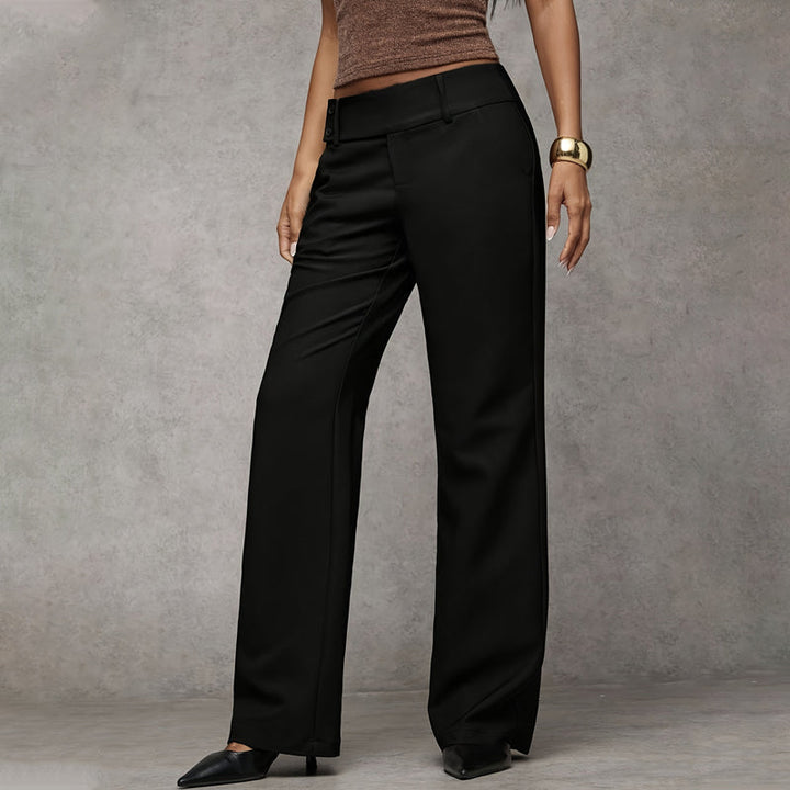 Elegante Damen Weitbein Hose mit Seitentaschen (5)