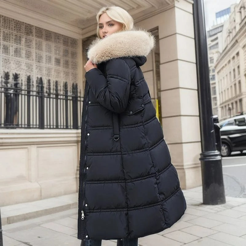Elegante Damen Winterjacke Lang mit Stehkragen (12)