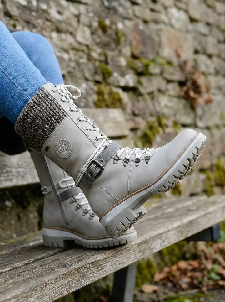 Elegante Damen Winterschuhe mit Schnürung Wadenlänge (3)