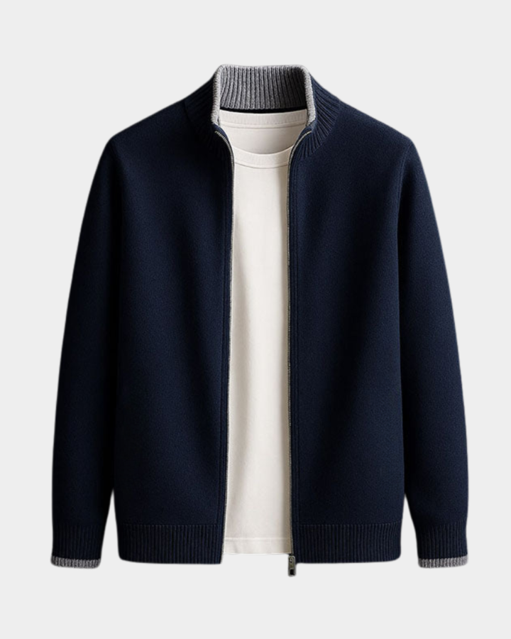 Elegante italienische Herren Weihnachts-Strickjacke weich in Blau