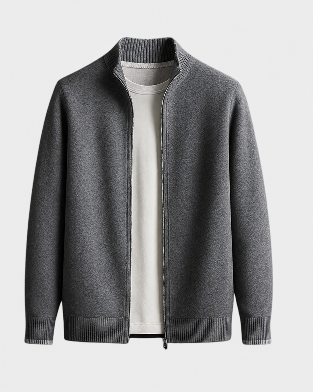 Elegante italienische Herren Weihnachts-Strickjacke weich in Grau