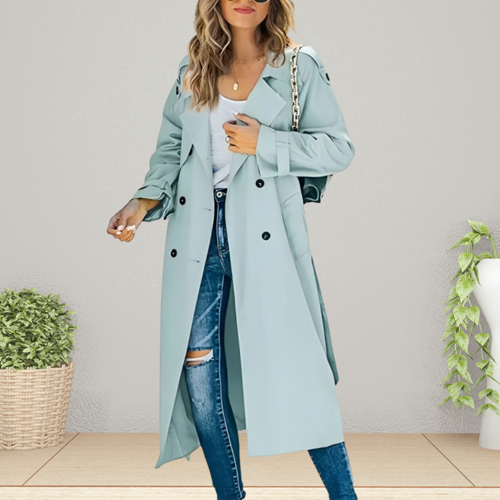 Elegante klassische Damen Trenchcoat für Herbst in Hellblau