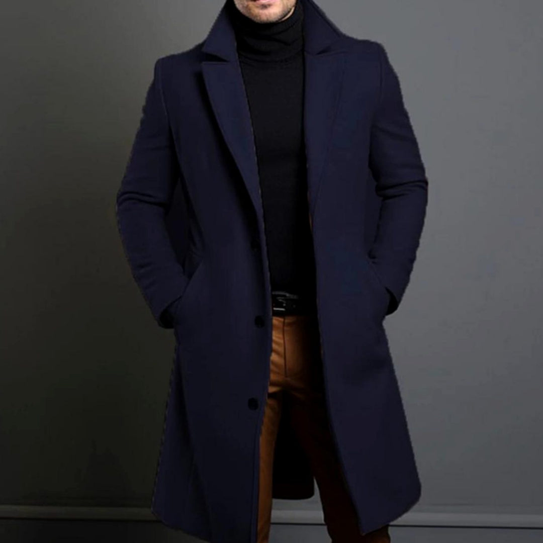 Elegante lange Herren Jacke aus Wollmischung in Blau